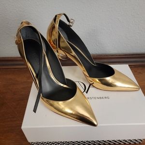 Gold Matte Heels by Diane Von Furstenberg Siaze 10
